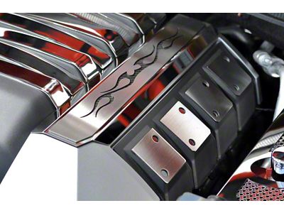 Fuel Rail Cover with Tribal Flame Logo; Polished (10-15 Camaro SS)