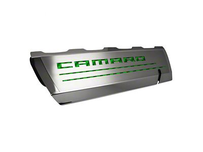 Fuel Rail Cover Overlays with Camaro Cutout; Green Carbon Fiber (16-24 Camaro SS)