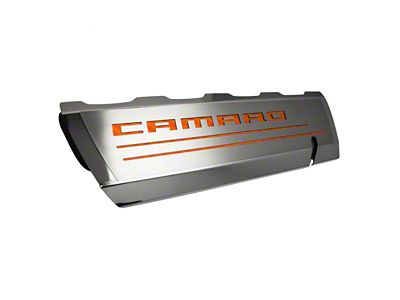 Fuel Rail Cover Overlays with Camaro Cutout; Orange Carbon Fiber (16-24 Camaro SS)