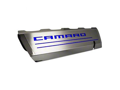 Fuel Rail Cover Overlays with Camaro Cutout; Solid Dark Blue (16-24 Camaro SS)