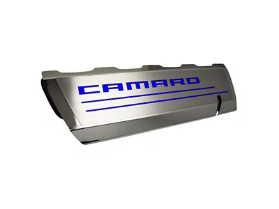 Fuel Rail Cover Overlays with Camaro Cutout; Dark Blue Solid (16-24 Camaro SS)