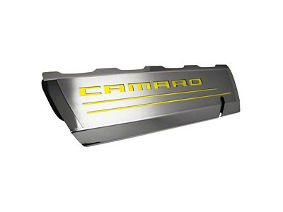 Fuel Rail Cover Overlays with Camaro Cutout; Solid Yellow (16-24 Camaro SS)