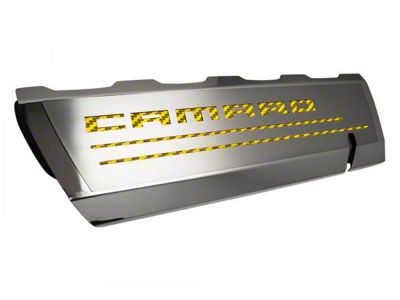 Fuel Rail Cover Overlays with Camaro Cutout; Yellow Carbon Fiber (16-24 Camaro SS)