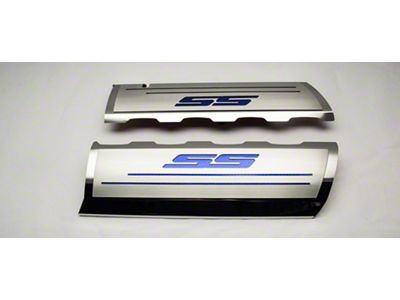 Fuel Rail Cover Overlays with SS Style Top Plates; Black (16-24 Camaro SS)
