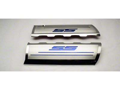 Fuel Rail Cover Overlays with SS Style Top Plates; Blue (16-24 Camaro SS)