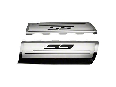 Fuel Rail Cover Overlays with SS Style Top Plates; Solid Black (16-24 Camaro SS)