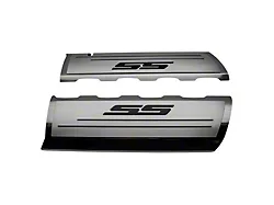 Fuel Rail Cover Overlays with SS Style Top Plates; Brushed Black (16-24 Camaro SS)