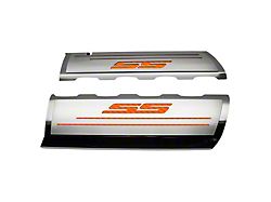 Fuel Rail Cover Overlays with SS Style Top Plates; Orange Carbon Fiber (16-24 Camaro SS)