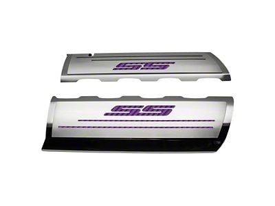 Fuel Rail Cover Overlays with SS Style Top Plates; Purple Carbon Fiber (16-24 Camaro SS)