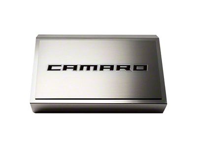 Fuse Box Cover with Brushed Camaro Top Plate; Black Solid (16-24 Camaro)