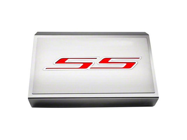 Fuse Box Cover with Brushed SS Top Plate; Bright Red (16-24 Camaro SS)