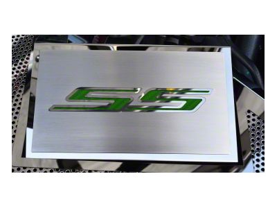 Fuse Box Cover with Brushed SS Top Plate; Green Carbon Fiber (16-24 Camaro SS)