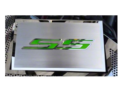 Fuse Box Cover with Brushed SS Top Plate; Synergy Green Solid (16-24 Camaro SS)