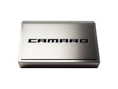 Fuse Box Cover with Brushed Camaro Top Plate; Brushed Black (16-24 Camaro)