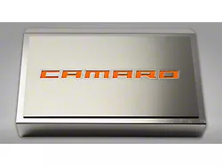 Fuse Box Cover with Brushed Camaro Top Plate; Orange Carbon Fiber (16-24 Camaro)