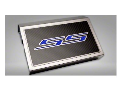 Fuse Cover Cover with Carbon Fiber SS Top Plate; Blue Carbon Fiber (16-24 Camaro)