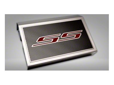 Fuse Cover Cover with Carbon Fiber SS Top Plate; Garnet Red (16-24 Camaro)