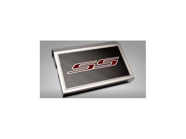 Fuse Cover Cover with Carbon Fiber SS Top Plate; Garnet Red (16-24 Camaro)