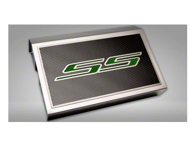 Fuse Cover Cover with Carbon Fiber SS Top Plate; Green Carbon Fiber (16-24 Camaro)