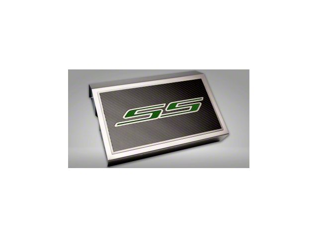 Fuse Cover Cover with Carbon Fiber SS Top Plate; Green Carbon Fiber (16-24 Camaro)