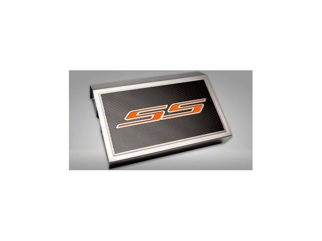 Fuse Cover Cover with Carbon Fiber SS Top Plate; Orange Carbon Fiber (16-24 Camaro)