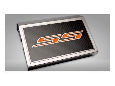 Fuse Cover Cover with Carbon Fiber SS Top Plate; Orange Carbon Fiber (16-24 Camaro)