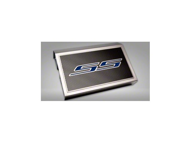 Fuse Cover Cover with Carbon Fiber SS Top Plate; Solid Dark Blue (16-24 Camaro)