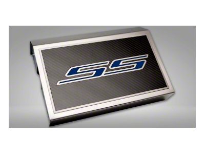 Fuse Cover Cover with Carbon Fiber SS Top Plate; Solid Dark Blue (16-24 Camaro)