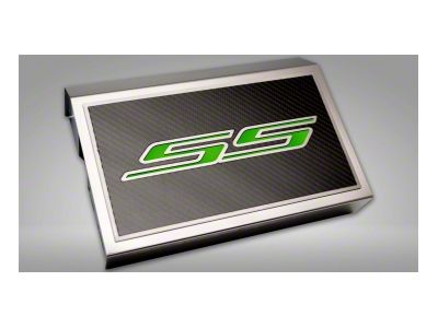 Fuse Cover Cover with Carbon Fiber SS Top Plate; Solid Synergy Green (16-24 Camaro)