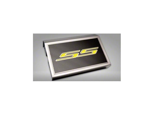 Fuse Cover Cover with Carbon Fiber SS Top Plate; Solid Yellow (16-24 Camaro)