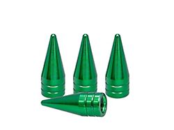 Green Spike Valve Caps; 4-Pack (Universal; Some Adaptation May Be Required)