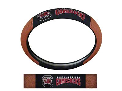 Grip Steering Wheel Cover with University of South Carolina Logo; Tan and Black (Universal; Some Adaptation May Be Required)