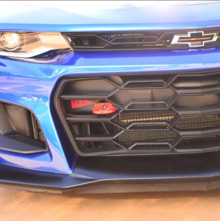 Camaro GT4 Tow Hook with Red D-Ring; Rear (17-18 Camaro ZL1