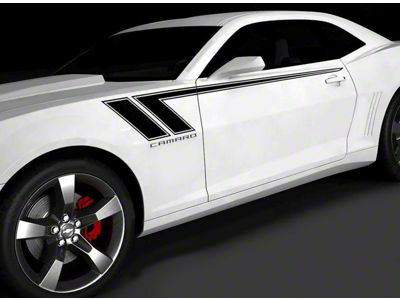 Hash Speed Side Accent Stripes Decal; Gloss Black (14-15 Camaro)