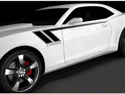 Hash Speed Side Accent Stripes Decal; Matte Black (14-15 Camaro)