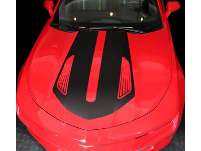 Hood Accent Decal Stripe; Gloss Black (16-18 Camaro)