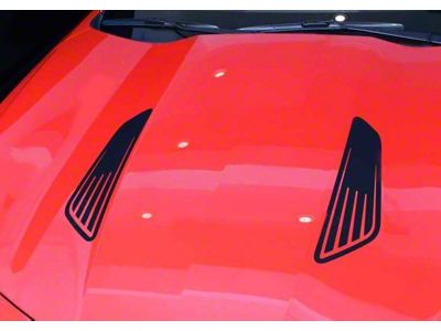 Hood Louvers Imitation Accent Decals; Gloss Black (14-15 Camaro)