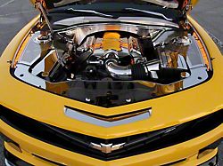 Inner Fender Kit with LEDs for Aftermarket Hoods; Blue (10-15 Camaro)