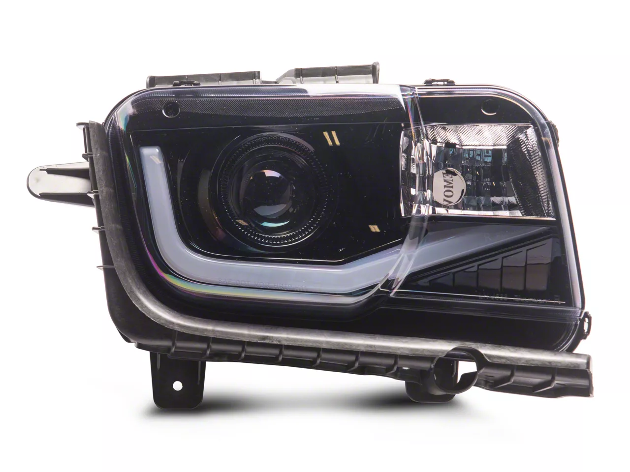 Camaro LED Bar Projector Headlights; Gloss Black Housing; Clear Lens