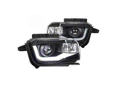 LED Bar Projector Headlights; Matte Black Housing; Clear Lens (10-13 Camaro w/ Factory Halogen Headlights)