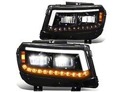 LED DRL Headlights; Black Housing; Clear Lens (14-15 Camaro w/ Factory Halogen Headlights)