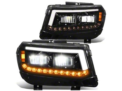 LED DRL Headlights; Black Housing; Clear Lens (14-15 Camaro w/ Factory Halogen Headlights)