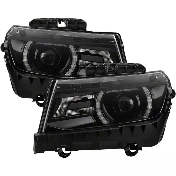 Store Brand LED DRL Projector Headlights; Black Housing; Clear Lens