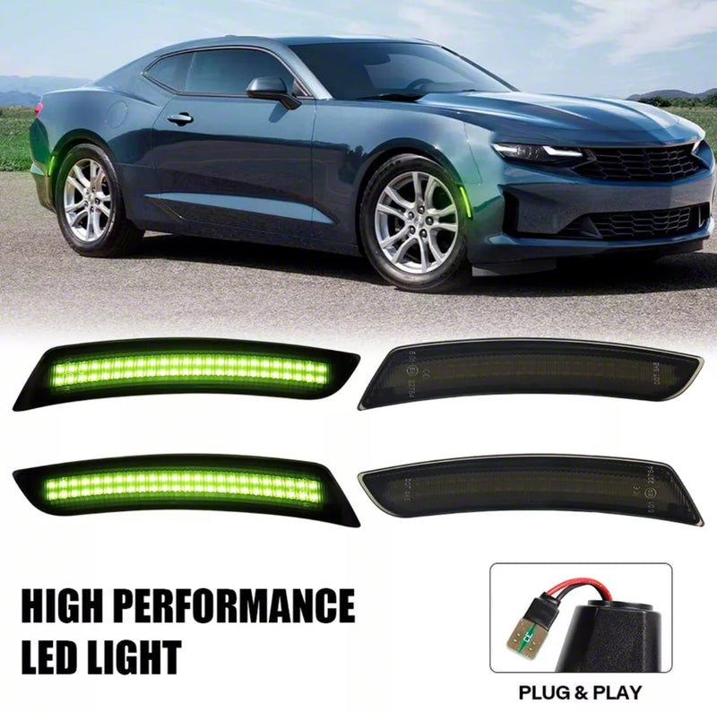 Camaro Dynamic LED Side Markers; Green; Smoked (16-24 Camaro Camaro Dynamic LED Side Markers; Green; Smoked (16-24 Camaro