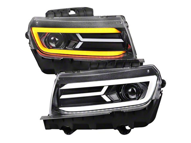 VLAND RGB LED Headlights For 2014-2015 Chevy Camaro – Sequential Dual Beam Black Housing
