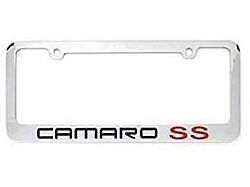 License Plate Frame with Camaro SS Logo; Chrome (Universal; Some Adaptation May Be Required)