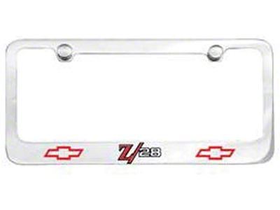 License Plate Frame with Z/28 Logo; Chrome (Universal; Some Adaptation May Be Required)