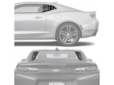 LV Rear and Quarter Window Louvers; Matte Black (16-24 Camaro Coupe)