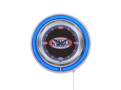 NHRA Double Neon 15-Inch Clock; Blue Neon