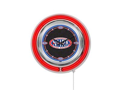 NHRA Double Neon 15-Inch Clock; Red Neon